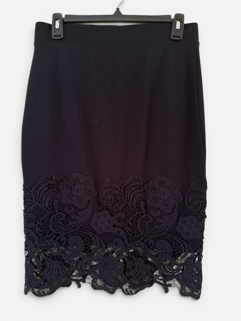 Olivia Blu Black Lace Hem Pencil Skirt M
